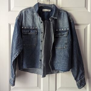 NWOT Rebecca Minkoff cropped oversized fit shirt denim jacket